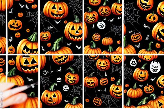 Halloween gnomes set in black colors with jack lantern from pumpkin, spider and web. Cute watercolor trick or treat collection