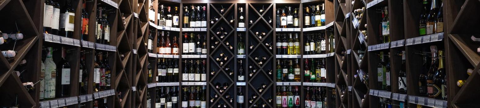 interior of a shop selling alcoholic beverages in aged wines and beers