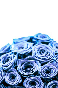 Blooming rose, flower blossom and Valentines Day gift concept - Glamour luxury bouquet of blue roses, flowers in bloom as floral holiday background