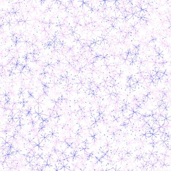 Hand Drawn Snowflakes Christmas Seamless Pattern. Subtle Flying Snow Flakes on chalk snowflakes Background. Alluring chalk handdrawn snow overlay. Fabulous holiday season decoration.
