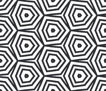 Arabesque hand drawn pattern. Black symmetrical kaleidoscope background. Textile ready trending print, swimwear fabric, wallpaper, wrapping. Oriental arabesque hand drawn design.