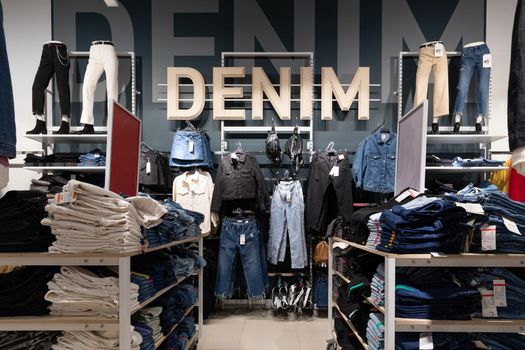 interior of a shop selling youth jeanswear.
