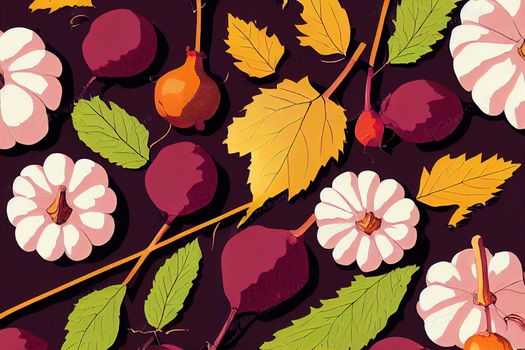 autumn flat lay with October calendar and beetroot , anime style