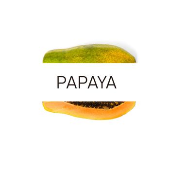 Creative layout made of papaya fruit. Flat lay. Food concept. Ripe papaya