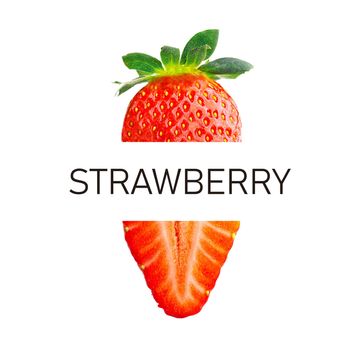 Creative layout made of strawberry on the white background. Flat lay. Food concept. Macro concept.