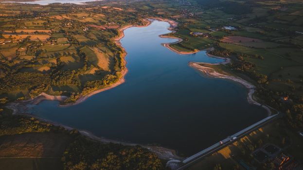 Aerial view of the Blagdon lake. High quality photo