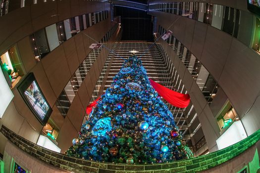 Image of christmas tree and skyscrapers. Shooting Location: Tokyo metropolitan area