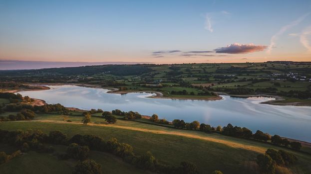 Aerial view of the Blagdon lake. High quality photo