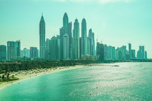 Dubais skyscrapers and beaches. Shooting Location: Dubai