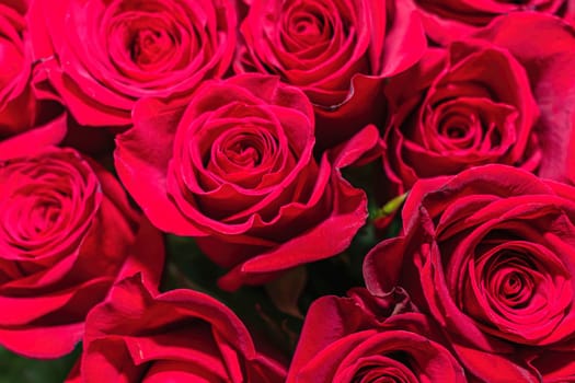 Bright and passionate bouquet of red roses as a gift or decoration