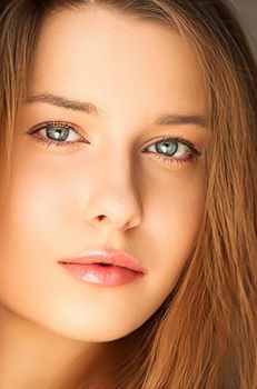 Natural beauty and no make-up look, beautiful young woman as skin care cosmetics and feminine brand concept, face portrait close-up