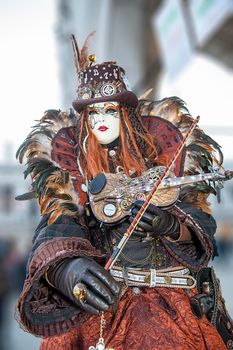 VENICE, ITALY - Febrary 18 2020: The masks of the Venice carnival 2020