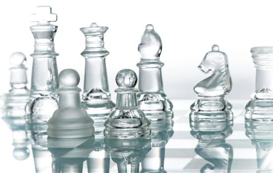 transparent glass chess isolated on white