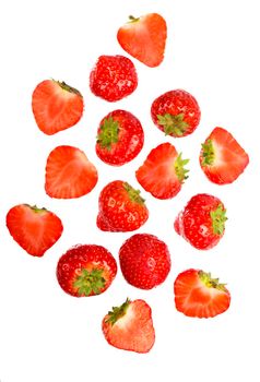 Wild juicy strawberries isolated on white background