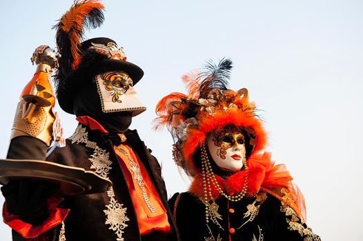 VENICE, ITALY - Febrary 18 2020: The masks of the Venice carnival 2020