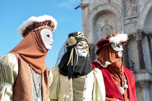 VENICE, ITALY - Febrary 23 2019: The masks of the Venice carnival 2019