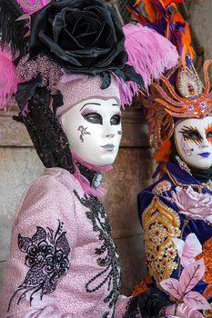 VENICE, ITALY - Febrary 19 2020: The masks of the Venice carnival 2020