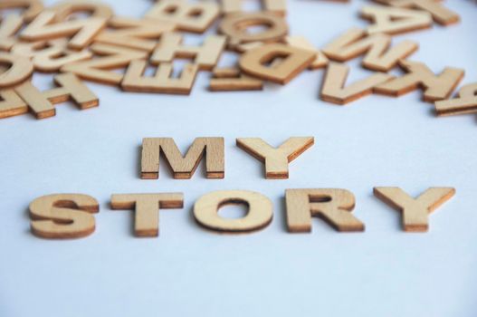 My story text on white cover background. Personal information concept.