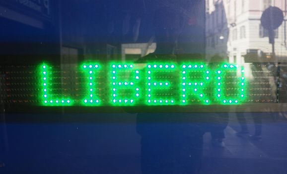 libero translation free green led sign in car park