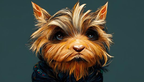 portrait of yorkshire terrier, neural network generated art. Digitally generated image. Not based on any actual scene or pattern.