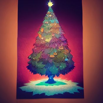 Colorful christmas tree illustration. High quality illustration
