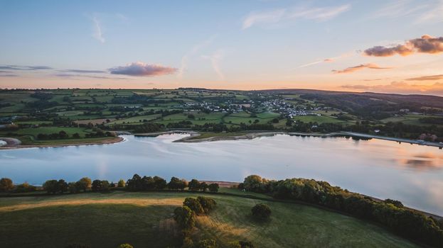 Aerial view of the Blagdon lake. High quality photo