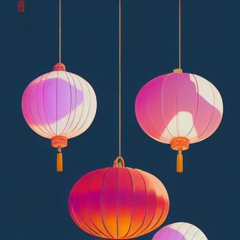 Colorful image of Chinese lanterns. High quality illustration