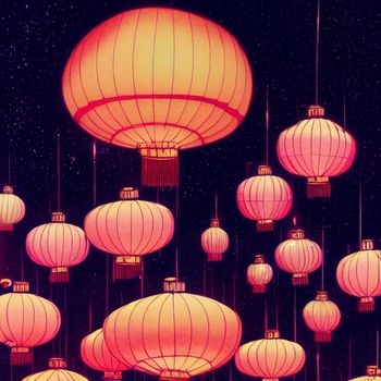 Colorful image of Chinese lanterns. High quality illustration