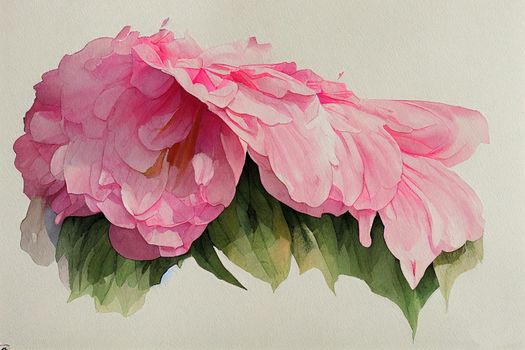 A large blooming watercolor pink headflower. High quality illustration