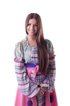 Young Pretty girl smile - oriental russian costume