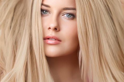 Hairstyle, beauty and hair care, beautiful blonde woman with long blond hair, glamour portrait for hair salon and haircare brand