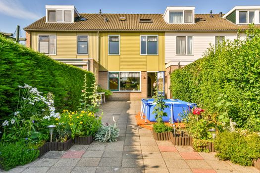 View of street near building with beauty of vegetation outside