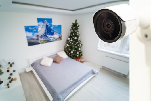 Interior Of Modern Empty Living Room With Security Camera In House