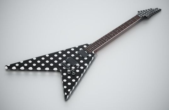 Flying V electric guitar. 3D illustration.