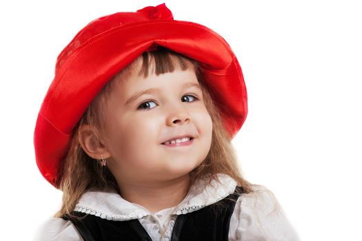 Little Red Riding Hood child costume portrait isolated