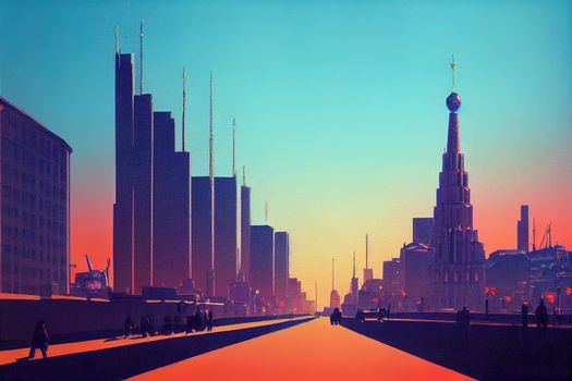 Moscow Russia Skyscrapers of Moscow city view from the side of Dorogomilovskaya street of the capital , style U1 1