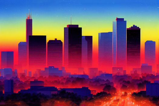 Oklahoma City Oklahoma USA downtown skyline at twilight , style U1 1