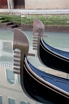 The typical comb or iron prow (ferro) of the gondola has the aim to protect the bow from possible collisions and also as embellishment