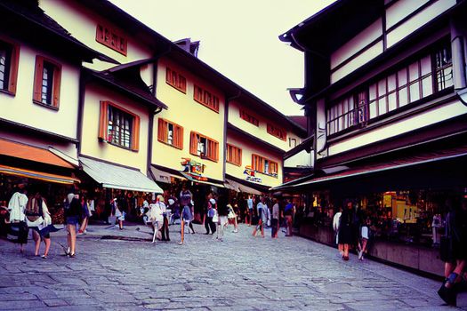 Bern Switzerland August 13 2012 busy shopping street of Bern , style U1 1