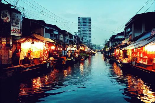 PIK2 in North Jakarta Indonesia is a new area made similar to the city of Amsterdam with its canals equipped with street vendors and shops 0 , style U1 1