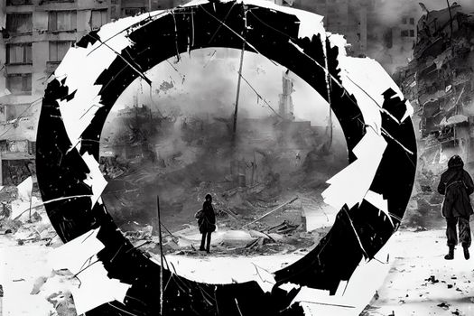 KYIV UKRAINE Feb 25 2022 War of Russia against Ukraine A residential building damaged by an enemy aircraft in the Ukrainian capital Kyiv , style U1 1