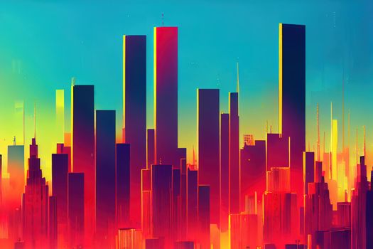 Hitech abstract background Cityscape of skyscrapers of Moscow City Zooming , style U1 1