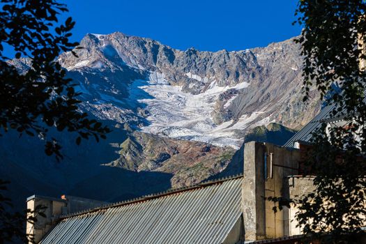 Glacier high in the mountains.