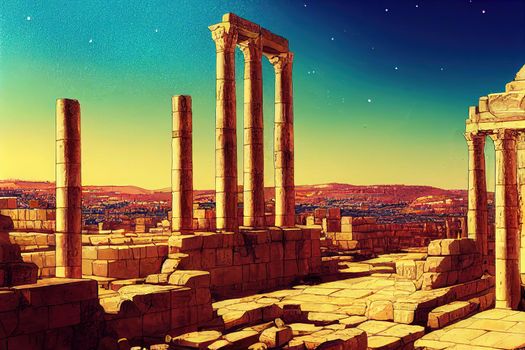 Jerash is the site of the ruins of the Greco Roman city of Gerasa outside Amman the capital of Jordan , style U1 1
