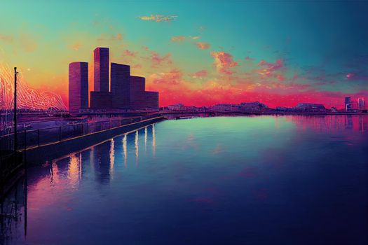 Panoramic picture of Canary Wharf view from Greenwich , style U1 1