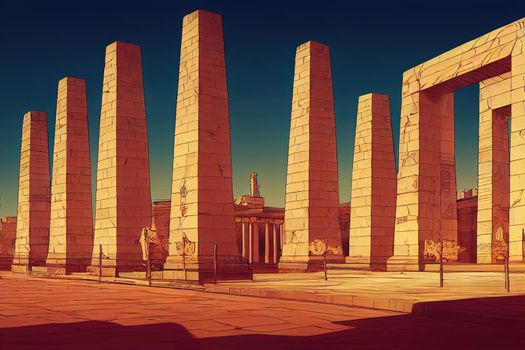 Madrid Spain Debod Temple Egyptian gift from ancient history and Plaza Espana in background Spanish capital city , style U1 1