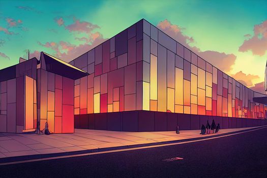 Modern buildings in capital city at Skulagata street Stone barrier on Reykjavik coast Iceland , style U1 1