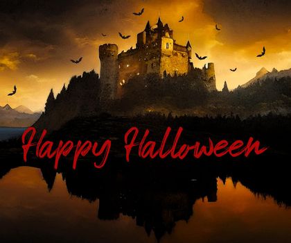 Spooky and scary Halloween images and vector pumpkins background, illustration for multimedia content or halloween card.