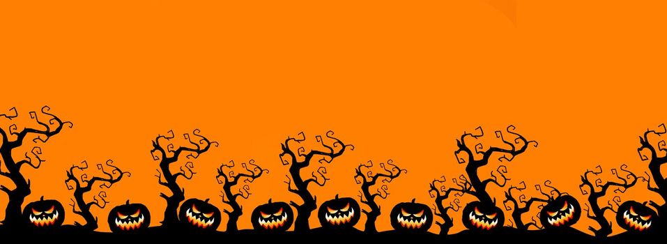Spooky and scary Halloween images and vector pumpkins background, illustration for multimedia content or halloween card.