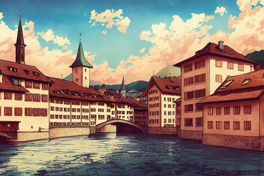 Old town of Zurich Switzerland , style U1 1